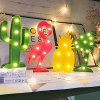 ◐◑ LED Christmas Rree Night Light Flamingo Kids Room Decoration Lamp Pineapple Nightlights Cactus Night Lights Baby Christmas Gifts