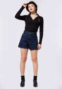 Quần short denim dáng basic