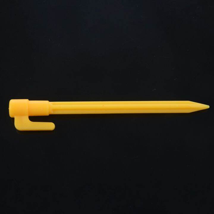 10pcs-camping-tools-plastic-tent-pegs-nails-sand-ground-stakes-outdoor-camping-tent-awning-yellow-tent-accessories