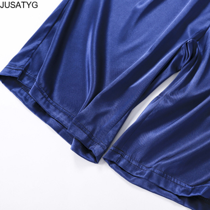 jusatyg-บุรุษประดิษฐ์ผ้าไหมซาตินกางเกงนอนหลับสบายบ้านกางเกงขาสั้นชุดนอน1xใหม่-กางเกงนอนชาย-กางเกงผ้าแพร-กางเกงนอนชายc