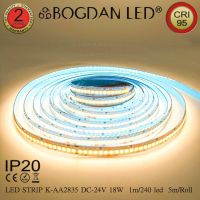 LED STRIP K-AA2835-240-4000K DC-24V IP20 240LED/1เมตร 18W/1เมตร BOGDAN LED แอลอีดีไฟเส้น Natural White 1,200LED/5เมตร 90W/5เมตร ไฟริบบอนแอลอีดี