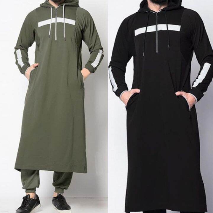 Muslim Men Jubba Thobe Dress Abayas Islamic Clothing Long Robe Saudi