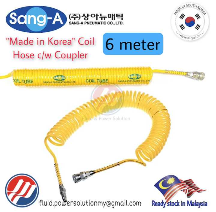 Sang A 8x5 [ Coil Hose ] 6meter Service Length Made In Korea Pneumatics Polyurethane Tube Air