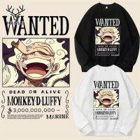 Hanlu เสื้อแขนยาวชาย luffy gear 5 เสื้อฮู้ดแขนยาวลำลองเสื้อผ้าอะนิเมะเสื้อผ้าหนึ่งชิ้นแขนยาวสำหรับผู้ชายทรงหลวมแบบเสื้อกีฬาคอกลม