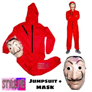 Salvador Dali La Casa De Papel Money Heist Red Jumpsuit Mask Costume Hoodie  | BR Group | Lasoo