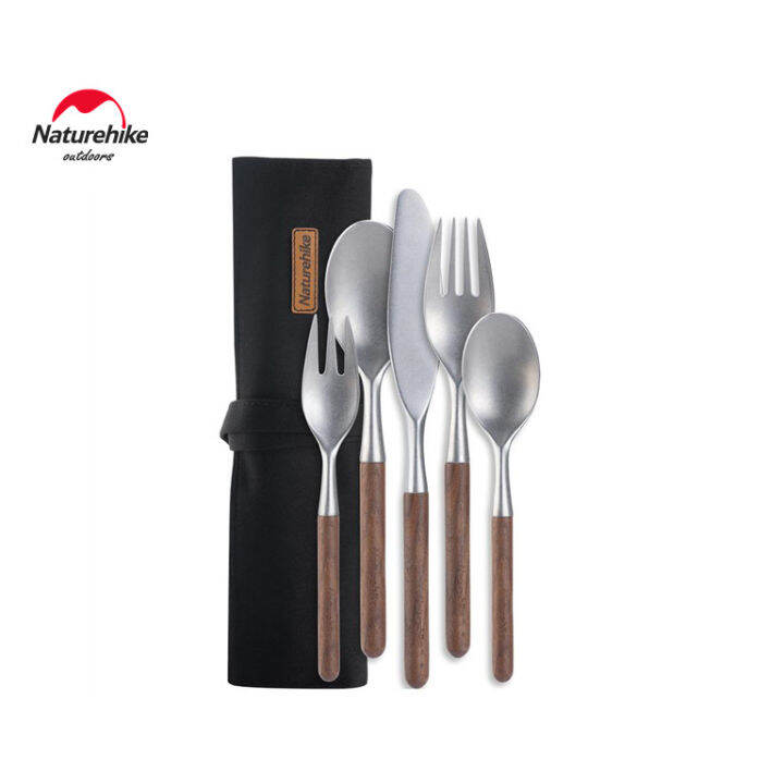 Naturehike outdoor cutlery set stainless steel wooden cutlery