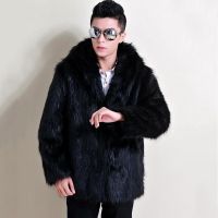 2021 New Fashion Winter Men Coat Faux Fox Fur Thick Outwear Male Warm Full Sleeve Loose Casual h Fluffy Solid Jacket W47