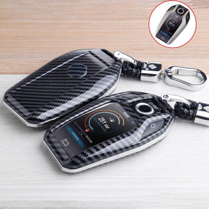 abs-เคสที่วางฝาครอบ-kunci-remote-mobil-คาร์บอนไฟเบอร์สำหรับ-bmw-5-7-series-g11-g30-g12-g31-g32-i2-i8-x3-x5-x7-x4ซองใส่กุญแจจอแสดงผลแอลอีดี