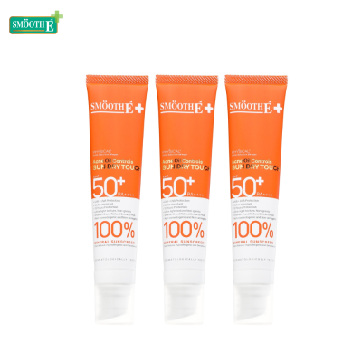 (แพ็ค 3) Smooth E ครีมกันแดด Sun Dry Touch Acne Oil Controls SPF 50+ PA++++ Water Resistant 35g (สีขาว/สีเบจ)
