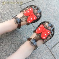 European American Fashion Summer Baby Anti-kick Crystal Jelly Sandals Childrens Girls Wave Point Bow Princess Kids Beach Shoes