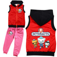 Octonauts ชุดกางเกงเสื้อโค้ทสำหรับเด็กผู้ชายเด็กผู้หญิง,เสื้อกั๊กพิมพ์ลายการ์ตูนลำลองชุดผ้าฝ้าย8776สำหรับฤดูใบไม้ผลิและฤดูใบไม้ร่วง