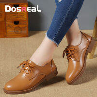 DOSREAL สีทึบสุภาพสตรี Oxford FLAT รองเท้าแฟชั่น PU Casual รองเท้าผู้หญิง Wild