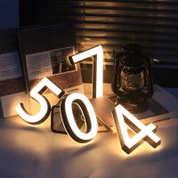 ✐✔ 3D Double-sided LED Lighted House Numbers Outdoor Waterproof Acrylic Door Plates Metal Letter Sign Plate Villa Address Number