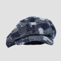 แปดเหลี่ยมหมวกสำหรับผู้หญิงฤดูหนาว Beret Denim Jacaquard จิตรกรหมวกฤดูใบไม้ร่วงฤดูหนาวหมวกสำหรับผู้หญิงลายสก๊อต Newsboy หมวก Female