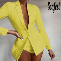 Seafeel Office Lady Blazer Solid Color All Match Autumn Winter Straight Lapel Suits Jacket for Daily Wear