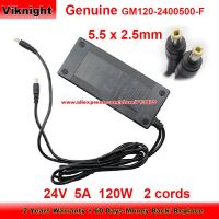 ที่ชาร์จอะแดปเตอร์ Ac 120W 5A 24V ของแท้สำหรับ GM120-2400500-F GVE พร้อมแหล่งจ่ายไฟเอาต์พุต2สาย