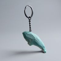 【YF】▨  Ins Striped Whale Keychain Hand-carved Wood Carving Crafts Pendant Decoration