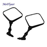 MoFlyeer M10 10mm Black Square Dual Sport Motorcycle Rearview Side Mirror Clear Glass Case For Honda Suzuki Kawas Mirrors