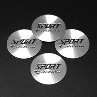 Style car (4PCS) 45mm Metal Aluminum Flat Surface Sport Edition Logo Hub Cap Tyres Wheel Rim Emblem Badge Sticker Cover Car Exterior Decoration Accessories Hubcap Decal Black Silver