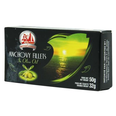 Premium import🔸( x 1) LA MONEGASQUE Anchovies In Olive Oil 48 g. ปลาแองโชวี่ในน้ำมันมะกอก - LM01 48 g