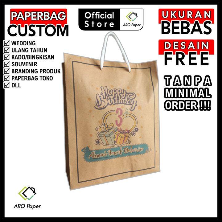 Paper Bag Custom Ukuran Sesuai Permintaan Dan Bebas Desain | Lazada ...