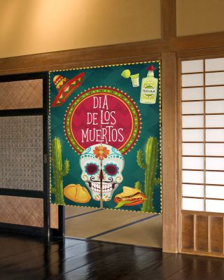 Fashion 2023 Mexican food festival kaktus Japanese fat leather skull skull door kitchen party door coffee curtain restaurant Noren decoration