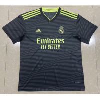 2223 Hot Mens real Madrid Second Away เสื้อฟุตบอลสีดำเสื้อแขนสั้นเสื้อฟุตบอลฟุตบอลเสื้อขนาด S-2XL real Madrid Men JERSEY Tops