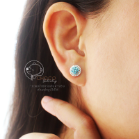 S925 ต่างหูเงินแท้เพชรกลม CZ Sterling Silver Stud Earrings