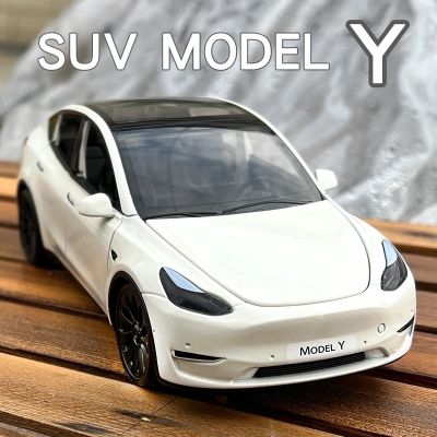 1:24 Tesla Model Y SUV Alloy Car Model Diecast Metal Toy Vehicle Car Model Simulation Sound and Light Collection Childrens Gifts