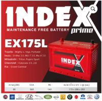 INDEX BATTERY รุ่น(EX175L) 75D31L ใช้กับรถ	Toyota : Mighty-x, Vigo, Fortuner Isuzu : D-Max 3.0, MU-7 3.0, Mu-X 3.0 Mitsubishi : Triton, Pajero Sport Chevrolet : Colorada 2.5, 2.8 Kia : Grand Carnival