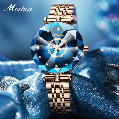 HotMEIBIN ผู้หญิงนาฬิกาข้อมือ2023ยอดนิยมแบรนด์หรู Rose G Old สีฟ้าสแตนเลสวงสุภาพสตรีนาฬิกาข้อมือสำหรับหญิงนาฬิกา Dropship