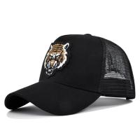 【Hot Sale】 Hat mens summer mesh breathable sunshade baseball cap hig h top five-piece tig er head embroidery personality peaked men