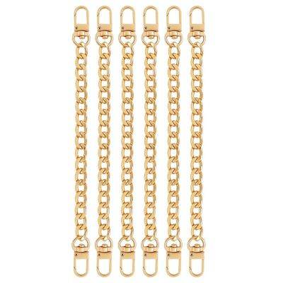 6Pcs Gold Purse Strap Extender DIY Flat Chain Handbag Replacement Strap with Metal Buckles