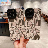 PU นิ่มเคสสำหรับ IPhone 11 12 13 14 Pro Max เคสลายการ์ตูน Mickey 7 8 Plus XR XS Max ฝาครอบด้านหลัง14 Plus เคสโทรศัพท์ซิลิโคนกันกระแทกสำหรับเด็กผู้ชายและเด็กผู้หญิง