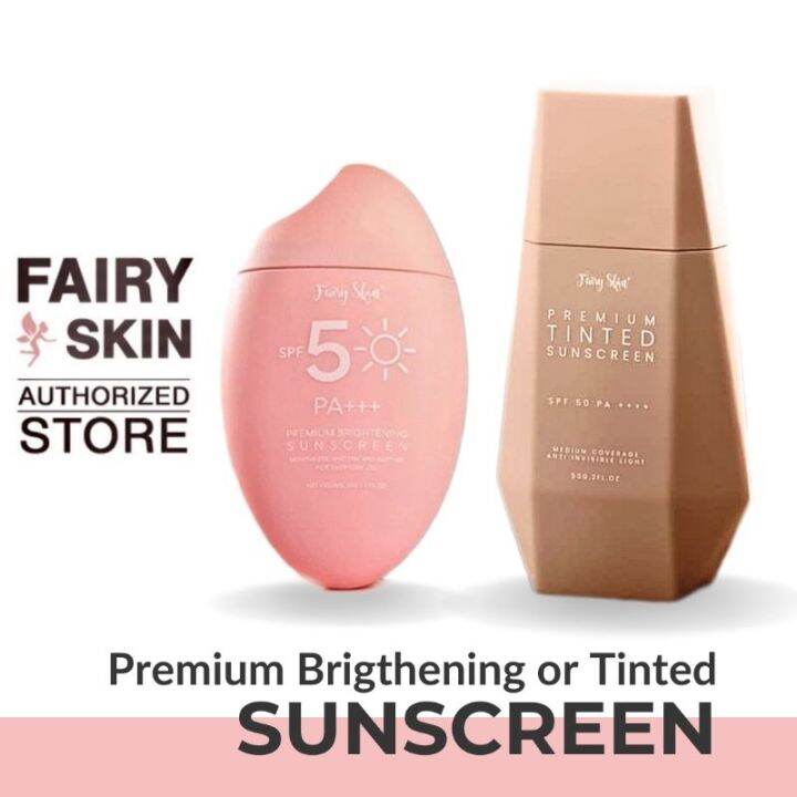 Fairy Skin Premium Tinted Sunscreen or Brightening Sunscreen Spf 50