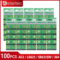 DStartec 100ชิ้น SR621SW 364 363 LR621 164 AG1 1.55โวลต์ปุ่มอัลคาไลน์เซลล์นาฬิกาแบตเตอรี่; 100 ปลอดภัยไม่มีปรอท