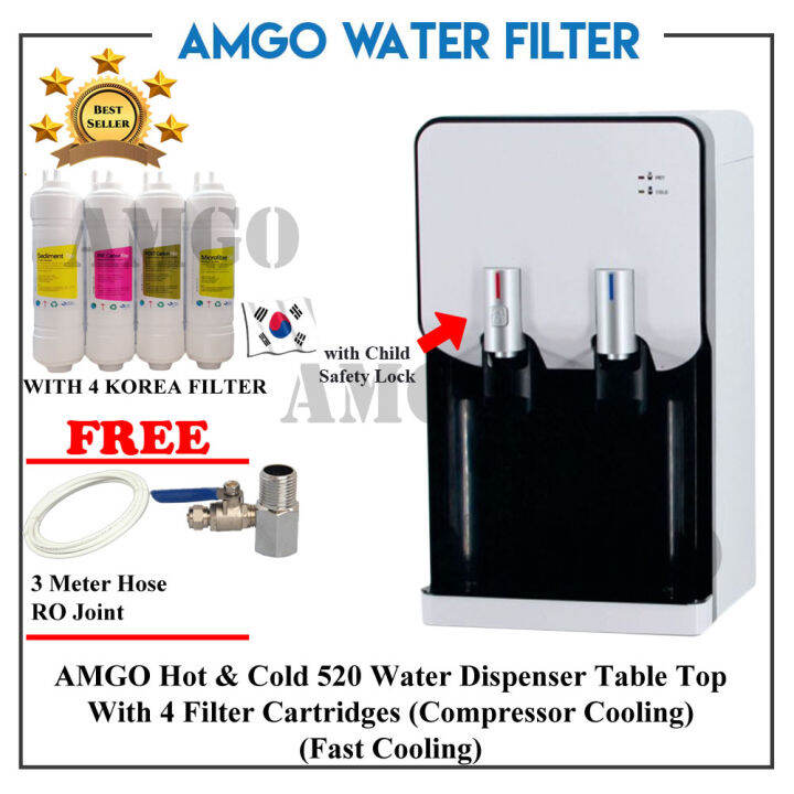AMGO D520 Direct Piping Hot & Cold Water Dispenser Table Top With 4