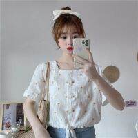 Cherrys Summer Flowers Short Sleeve Tops