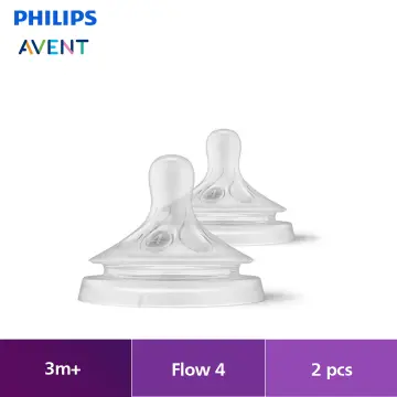 Philips Avent Natural Response Silicone Nipple Med Flow 4, 3M+, 2 Pack,  SCY964/02