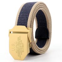 Canvas Belt For Men With Automatic Buckle Yellow US Man Canvas Tactical Belts Without Holes Military Belt Extended Plus Size
