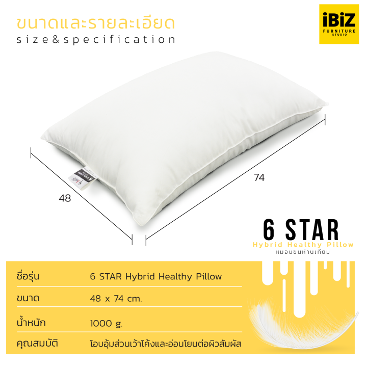 ซื้อ-1-แถม-1-หมอนหนุนขนห่านโรงแรม-6-ดาว-goose-down-imitation-6-star-hybrid-healthy-pillow