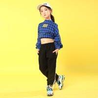 [COD] Childrens dance costume Korean version girl plaid hip-hop suit autumn new performance tide