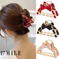 17MILE ผู้หญิงน่ารัก Bow Claws ผมสีแดงผ้า Bow-Knot Barrette คลิปผมโลหะเกาหลี Hairpin อุปกรณ์เสริมผม