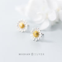 Modian Silver 925 Design Plant Daisy Flower Stud Earrings for Women Real Sterling Silver Luxury Brand Jewelry Pendiente