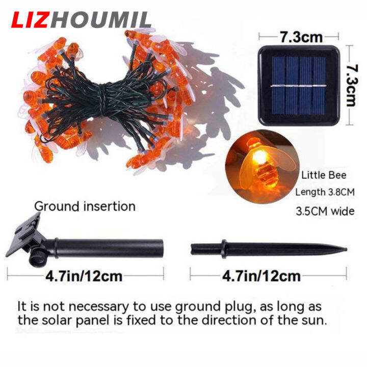 lizhoumil-สายไฟพลังงานแสงอาทิตย์20led-เส้นสายไฟกันน้ำผึ้งจำลองสำหรับตกแต่งคริสต์มาสสวนกลางแจ้ง