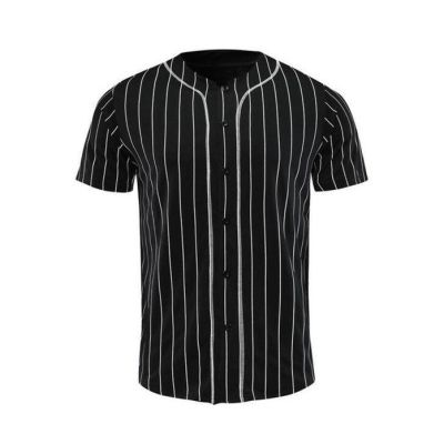 SIM New Design Baseball Jersey Men Stripe Short Sleeve Street Hiphop Baseball Tops Shirts Button