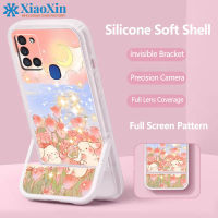 XiaoXin สำหรับ Samsung A21S TPU ขาตั้งโทรศัพท์ที่มองไม่เห็นเคสโทรศัพท์แบบบูรณาการ Soft Case Camera Full coverage