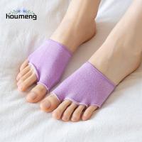 HOUMENG น่ารักดี สั้นไปหน่อย สีทึบ ฤดูร้อน ญี่ปุ่น ระบายอากาศได้ดี นิ้วเท้าเปิด ถุงเท้าผู้หญิง ถุงเท้าห้านิ้ว ถุงเท้าครึ่งฝ่ามือ