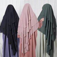 【YF】 Long Hijab Jersey Femme Khimar Ramdan Eid Muslim Women Headcarf 3 Layers Premium Scarf Prayer Clothing