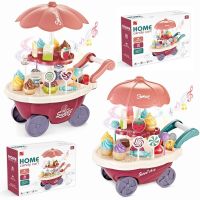 Kitchen Play Toys for Kids Ice Cream Push Up Cars Children Cooking Set Toys Pretend Play Toys Ice Cream Toys for Girls Boy